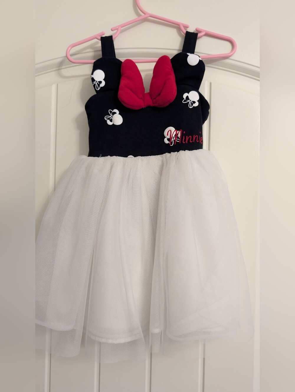 Minnie Mouse Black & White Tulle Dress with Red Bow
